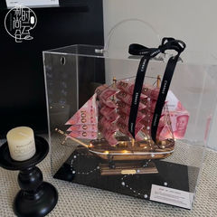 父亲节一帆风顺帆船现金有钱花diy材料包手提亚克力礼物花店花艺