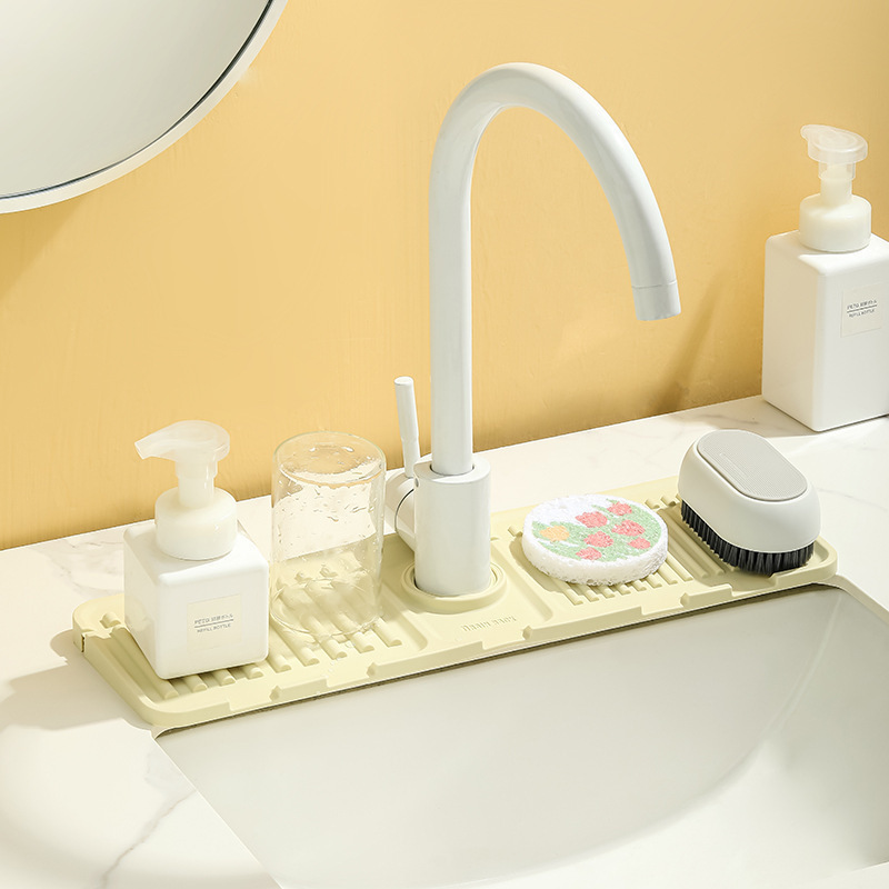 Faucet Drainage Mat, Anti-Splash Silicone Mat, Kitchen Sink Water Stopper, Cuttable and Foldable, Washbasin Water Flow Mat Faucet Drainage Mat, Anti-Splash Silicone Mat, Kitchen Sink Water Stopper, Cuttable and Foldable, Washbasin Water Flow Mat