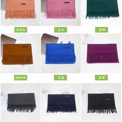 Autumn and winter style imitation cashmere scarf, women's solid color brushed fleece, pure color thickened long scarf, anti-pilling tassel shawl, factory direct sales