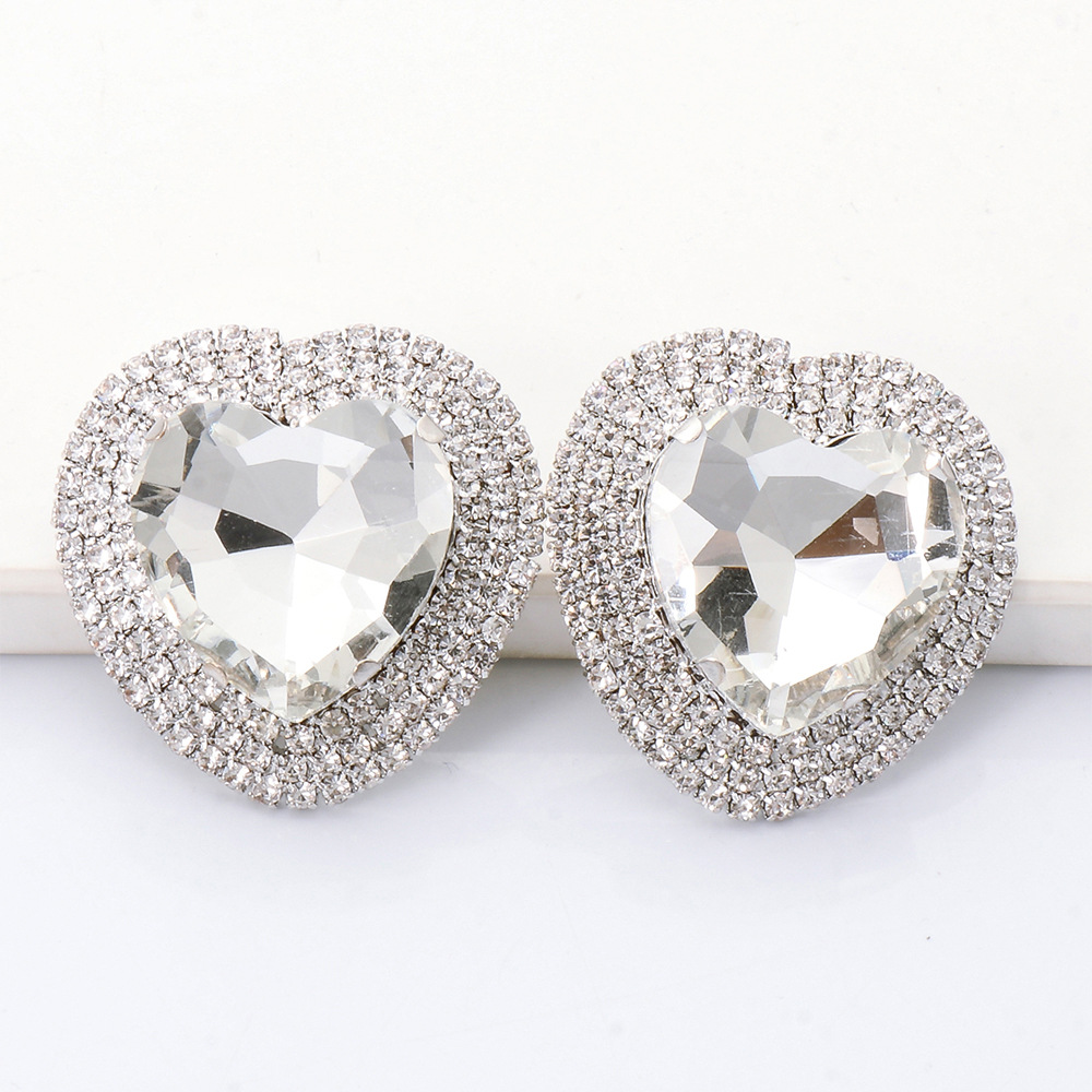 fashion heart-shaped alloy diamond earrings