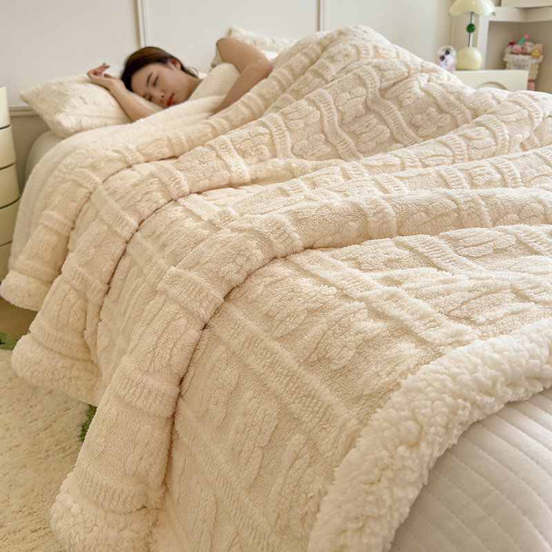 Manta de siesta invierno gruesa mantas de peluche leche oficina pequeña edredón de aire acondicionado mantas sofá mantas de cordero cashmere