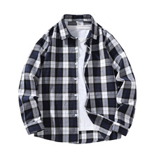 跨境欧美外贸男装亚马逊春秋冬新款格子休闲衬衣男士衬衫工厂直销
