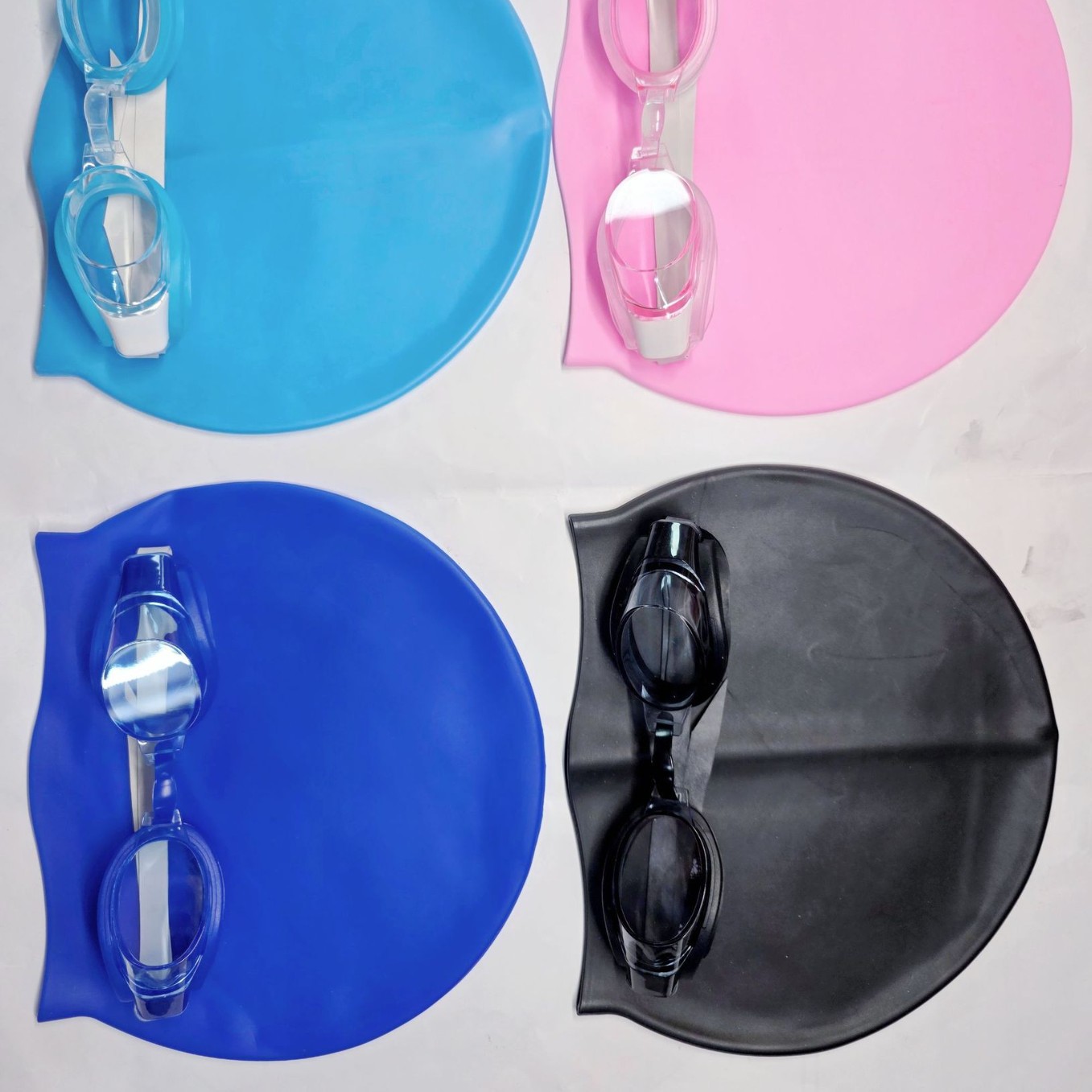 Fabricantes de nuevos conjuntos de gafas de natación de silicona, conjuntos de natación unisex para interiores y exteriores para aumentar la gorra de natación