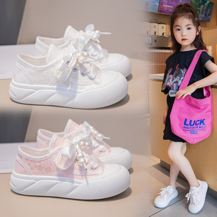Girls Canvas Shoes 2025 New Summer Kidsren's Breathable Sports Sneakers Girls White Shoes Fashionable Casual Shoes