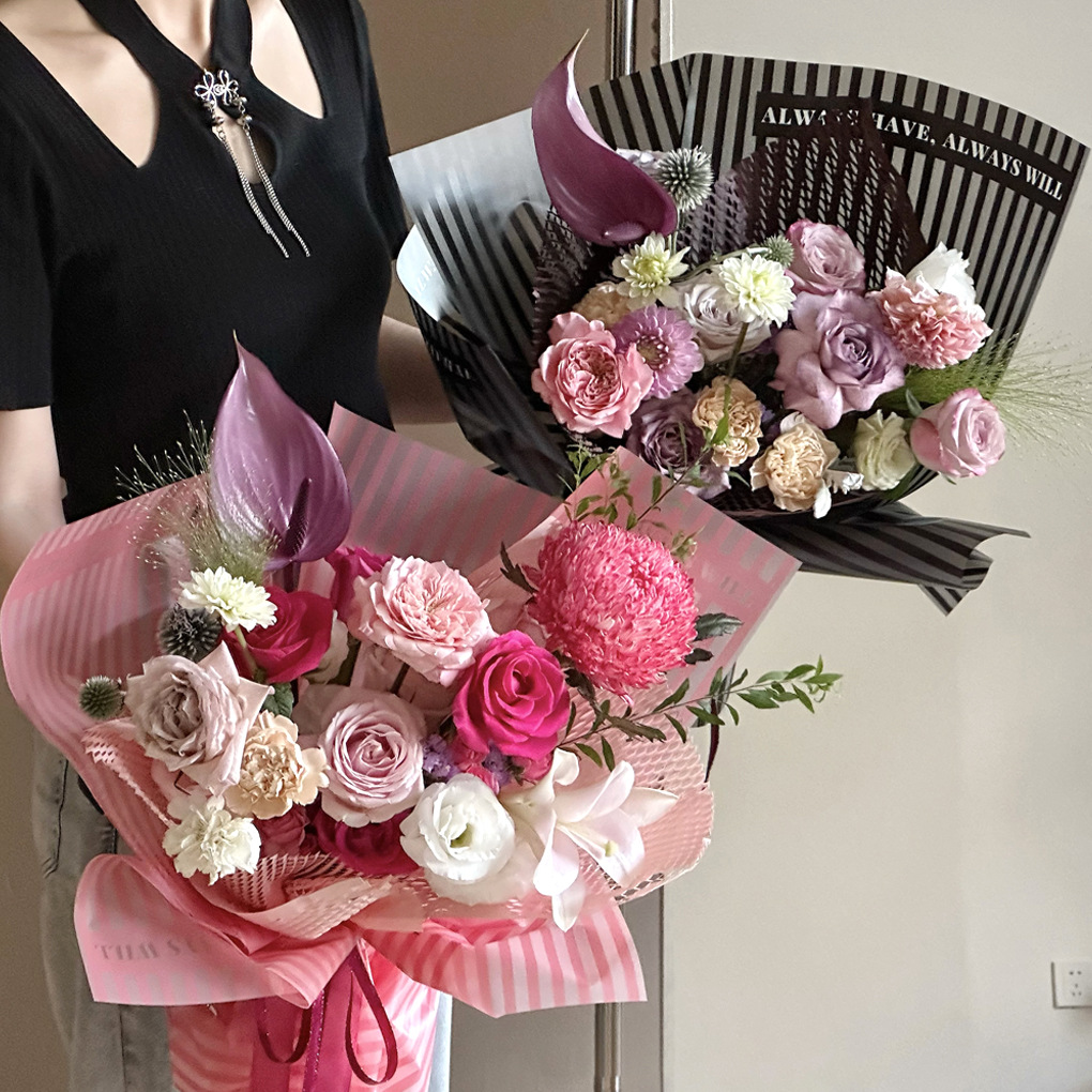 Día de San Valentín nuevo papel de embalaje impermeable, papel de lija, te amo como un regalo, papel de embalaje, flores, ramo de flores, materiales de embalaje