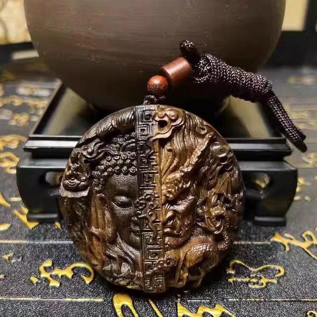 沉香木雕刻佛魔一念之间手把件文玩实木工艺品佛魔一念之间手把件|undefined
