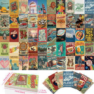 50 Retro Outdoor Wall Cards Scandinavian Decorative Cards Wall Bedroom Postcards Photo Frame Painting Wall Stickers