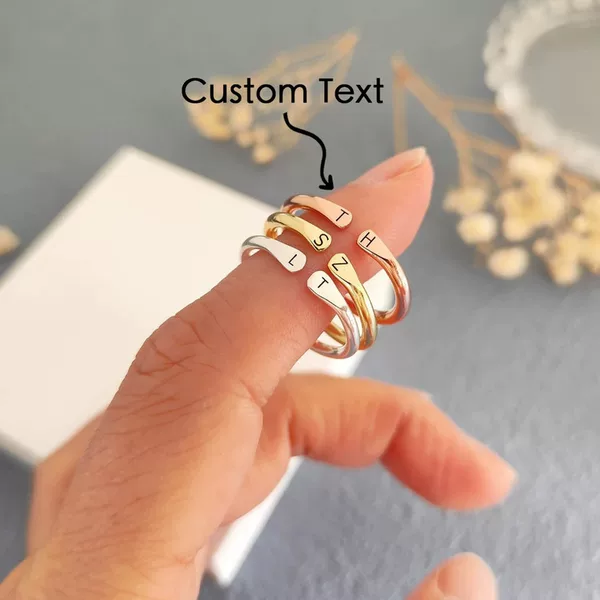 2026 New European and American Ins-Style Letter-Engraved Couple Adjustable Open Rings, Unisex Fashion