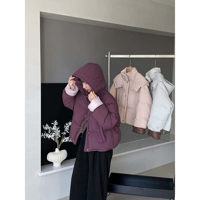 Jiangzuo Wumei мармелад 2024 новый короткий пуховик женский зимний белый утиный бархат с капюшоном Хлебная куртка 6161