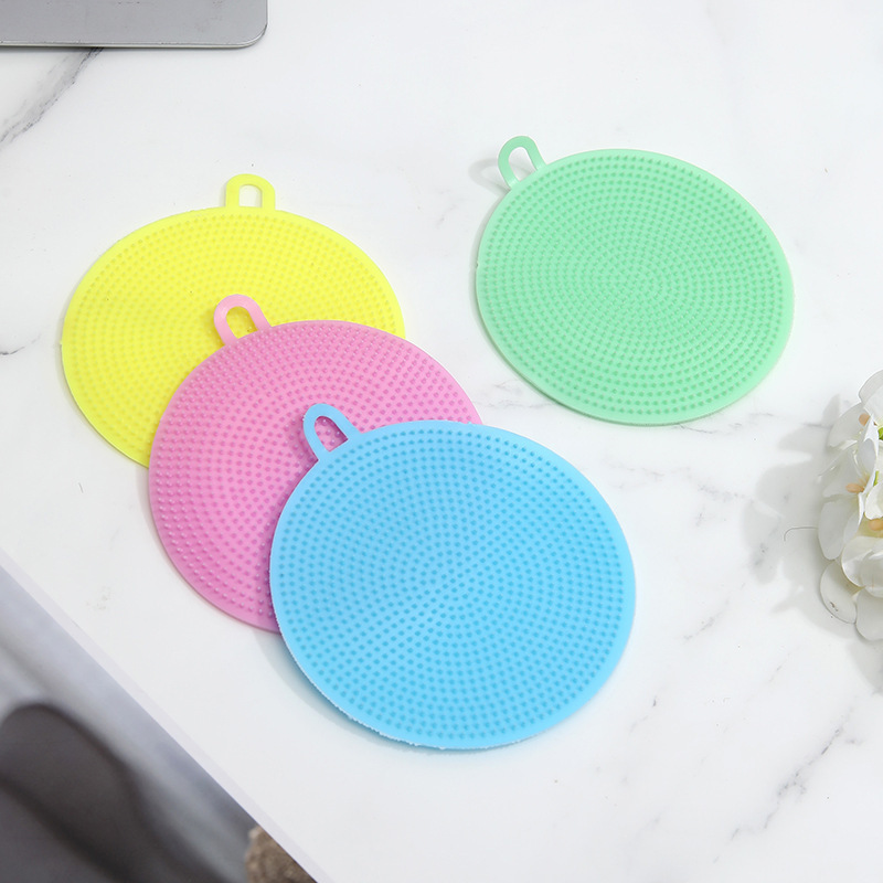 Silicone Kitchen Cleaning Supplies Dishwasher Brush Round Cup Brush Cleaning Washer Brush Artifact Coaster Multifunctional Scrubbing Cloth