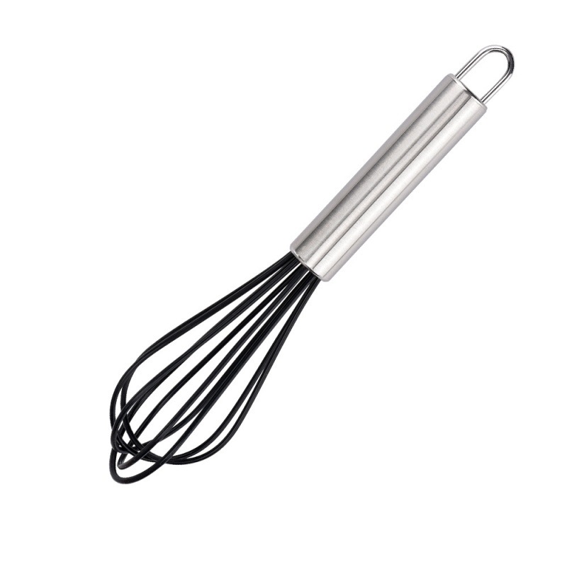 Batidor de huevos de silicona manual de acero inoxidable crema dispensador de mano licuadora mini herramienta de horneado casera colorida image 16