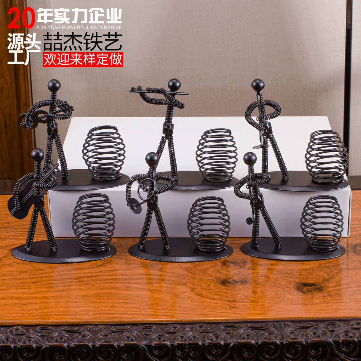 Металлический маленький железный человек настольная ручка для ручки украшения Изделия из железа