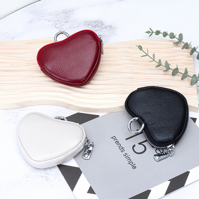 Cowhide Coin Purse Women's New Creative Heart-shaped Headset Coin Storage Bag Pendant Mini Simple Small Wallet for Women Cowhide Coin Purse Women's New Creative Heart-shaped Headset Coin Storage Bag Pendant Mini Simple Small Wallet for Women