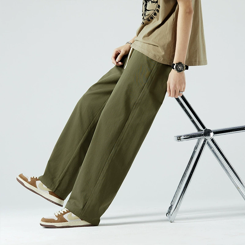 Повседневные брюки из чистого хлопка, мужские весенне-осенние свободные прямые облегающие Костюмные брюки, мужские весенние 2023, новые универсальные длинные брюки