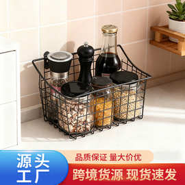 跨境壁挂式厨房收纳篮台面调味瓶置物筐家用浴室墙上置物篮批发