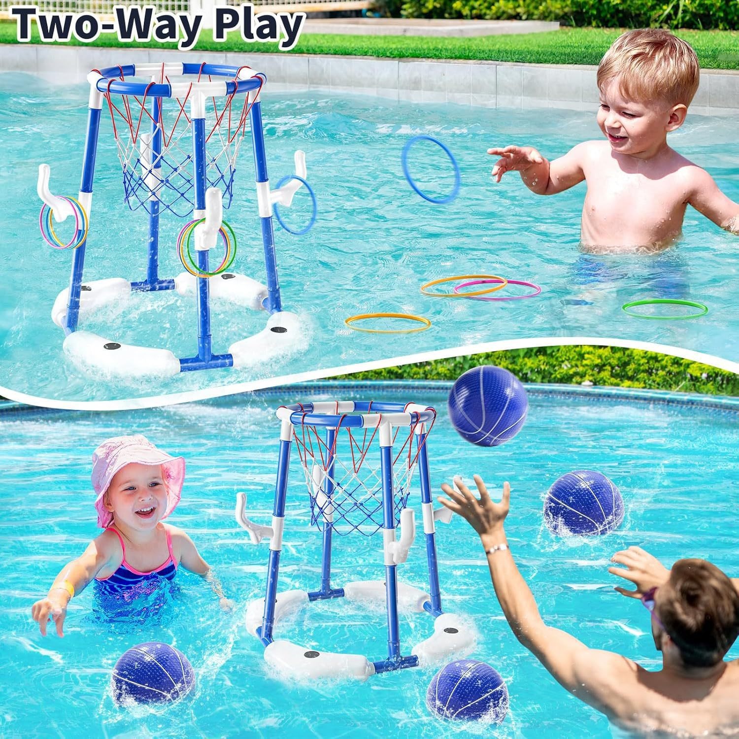 Cross-Border Amazon Outdoor Four-Column Water Basketball Stand Swimming Pool Competitive Shooting Box Game Toys Sporting Goods