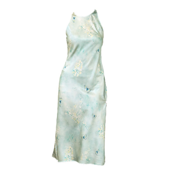 New Chinese Style National Style Sleeveless dress Women's Summer Tight Waist Elegant All-match Skirt Butterfly Print Elegant Commuter Women