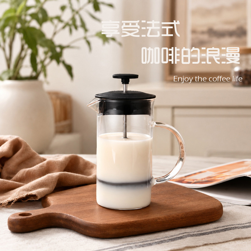 Cross-border bestseller French press coffee and tea pot, borosilicate glass, filter-free, hand-brewed flower tea maker, filter-style, for home use