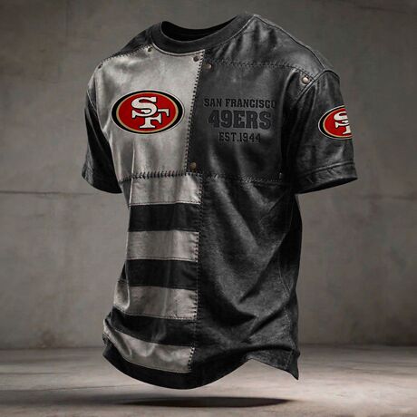 Independent Site NFL Men's Short Sleeve 3D Digital Print Crew Neck Football Team
