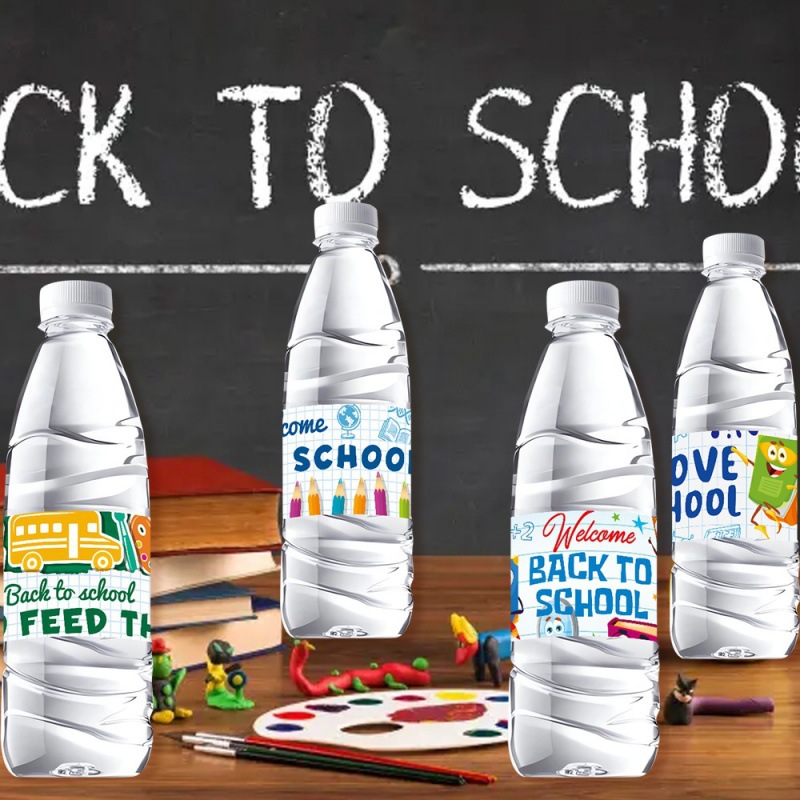 Pegatinas para Botellas de Agua de Papel Autoadhesivo para Temporada Escolar