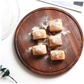 家用创意相思木蛋糕托盘带亚克力透明防尘罩西餐厅实木甜品台