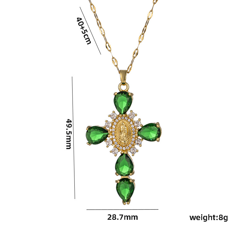 1 Piece Quantity Holiday Occasion PVD Coated Real Gold Plated Cross Stainless Steel Elegant Waterproof Non Tarnish Pendant Necklace
