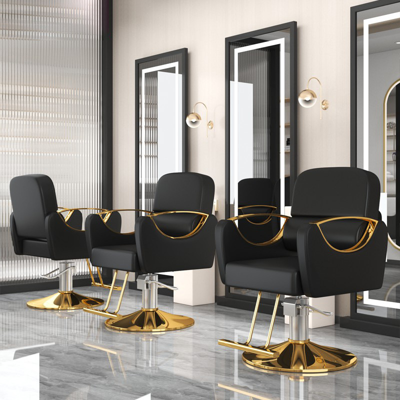 Silla de peluquería para barbería, silla ajustable para cortes y tintes, silla de salón, silla de barbero reclinable de cuero simple.