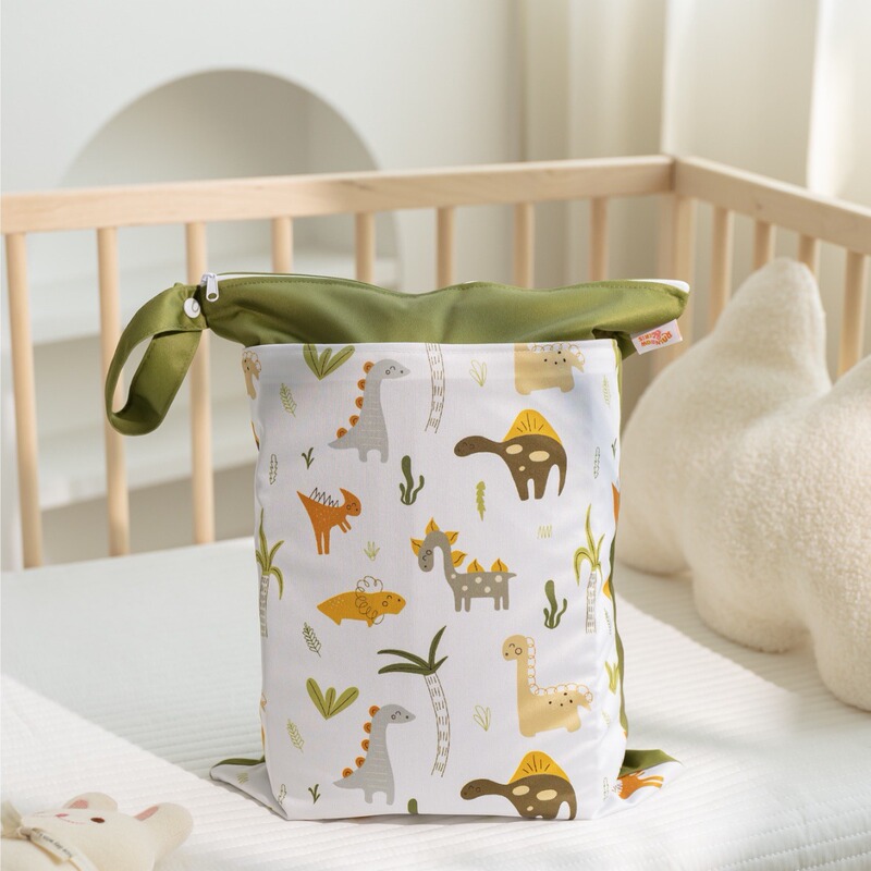 Cross-Border Retro Dinosaur Print Baby Stroller Storage Hanging Bag, Dry and Wet Separation Double-Layer Waterproof Bag Wetbag Cross-Border Retro Dinosaur Print Baby Stroller Storage Hanging Bag, Dry and Wet Separation Double-Layer Waterproof Bag Wetbag