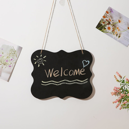 Zakka wooden blackboard, four hanging double-sided message boards, decorative pendants behind wall doors 1357