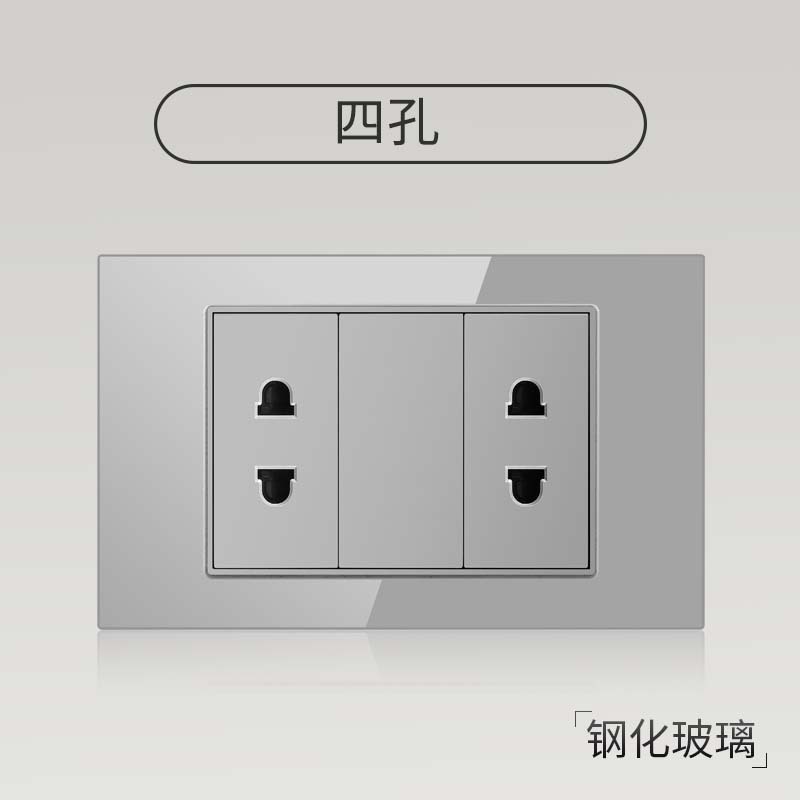 Enchufe de pared con interruptor de vidrio templado gris tipo C estándar americano de 110 V de Taiwán, panel de enchufe de pared con carga rápida de 20 W y atenuación