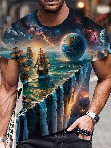 AliExpress Cross-border 3D Digital Short-Sleeved Personalized Abstract Print T-shirt for Europe and the U.S. – Summer Bestseller, Men’s Loose-Fitting Top
