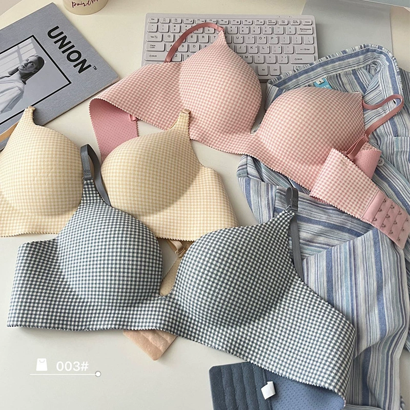 Японский клетчатый нижнее белье девушка сладкая тонкая дышащая без стального кольца