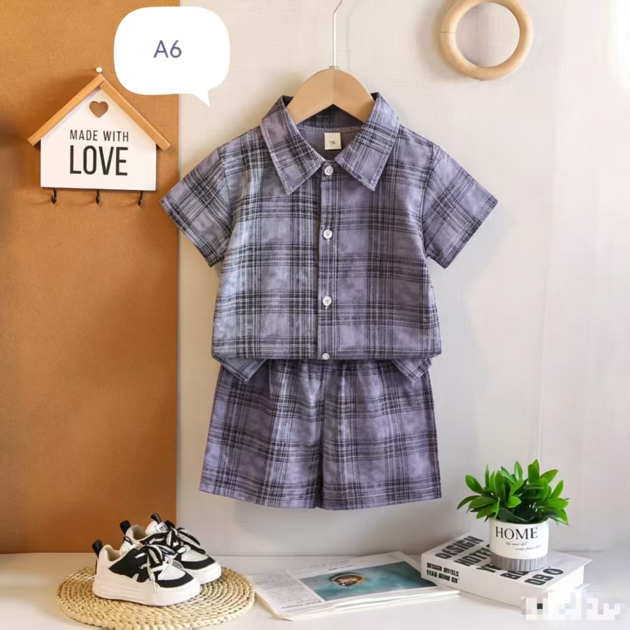 Completo estivo da bambino in cotone di alta qualità, maniche corte, due pezzi, morbido e casual, ideale per neonati e bambini._voghion.com