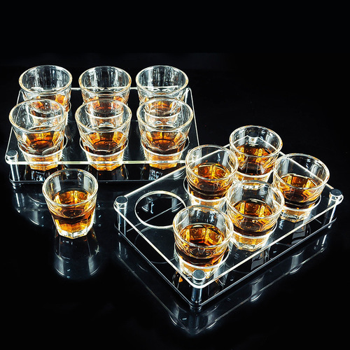 Bar acrylic transparent plastic beer and wine cup holder restaurant liquor and spirits cup holder KTV octagonal cup holder