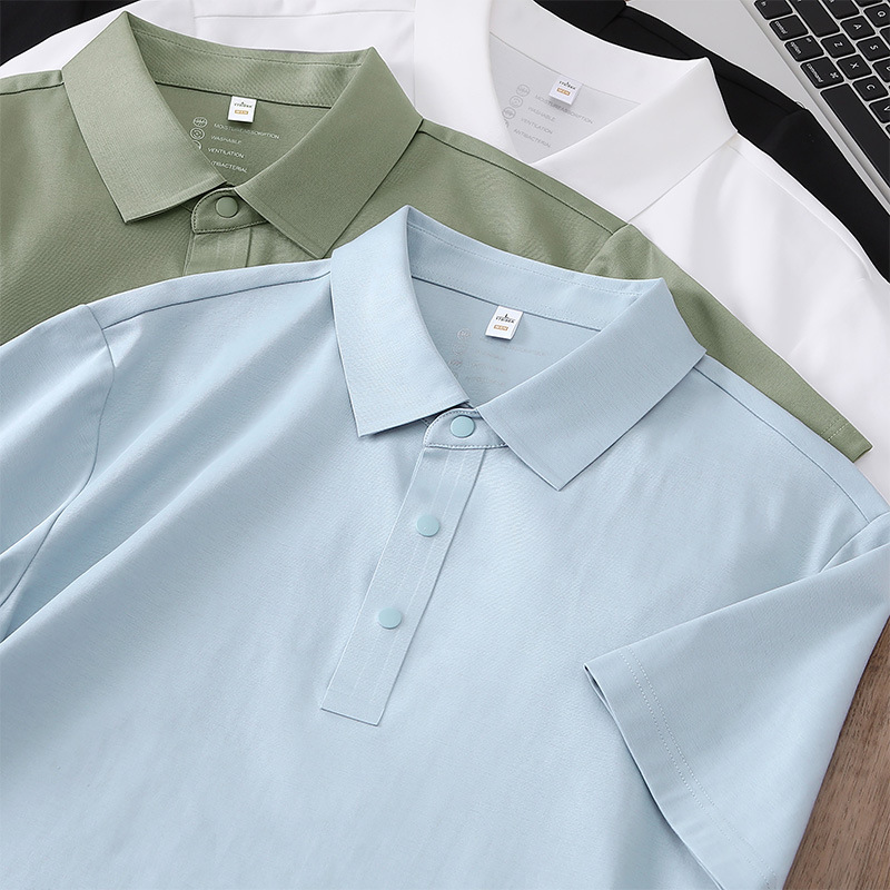 Comercio 50 cuatro cierre sin costura pegamento fresco poliéster algodón amoníaco solapa polo polo hombre personalizado