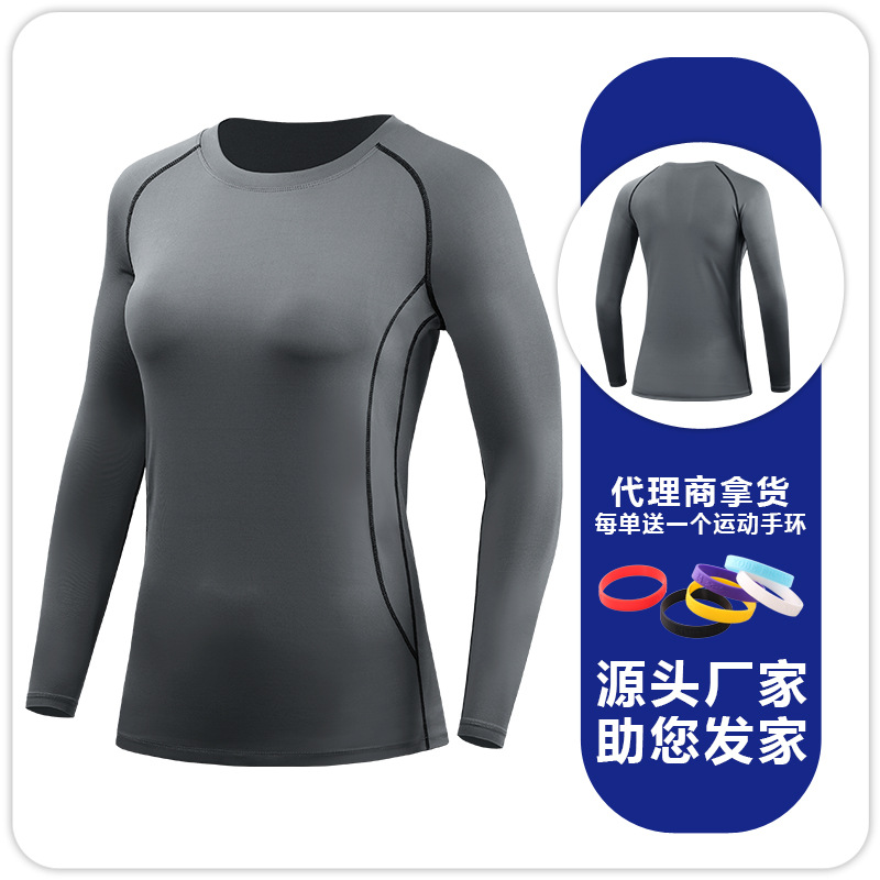 Camiseta Deportiva de Manga Larga para Mujer F8021 Seda de Leche Secado Rápido para Yoga y Running