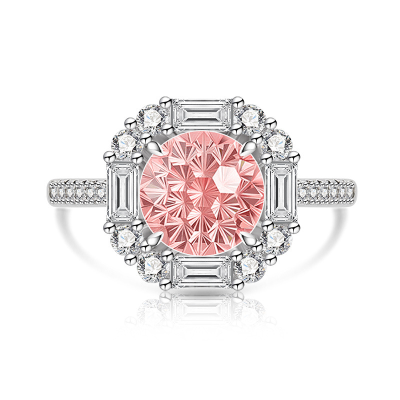 Gold Plated Fireworks Ring With Colored Gemstone And Diamond_voghion.com