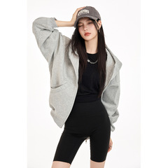 美式女装卫衣2025秋冬新款韩版时尚百搭净色宽松显瘦连帽休闲外套