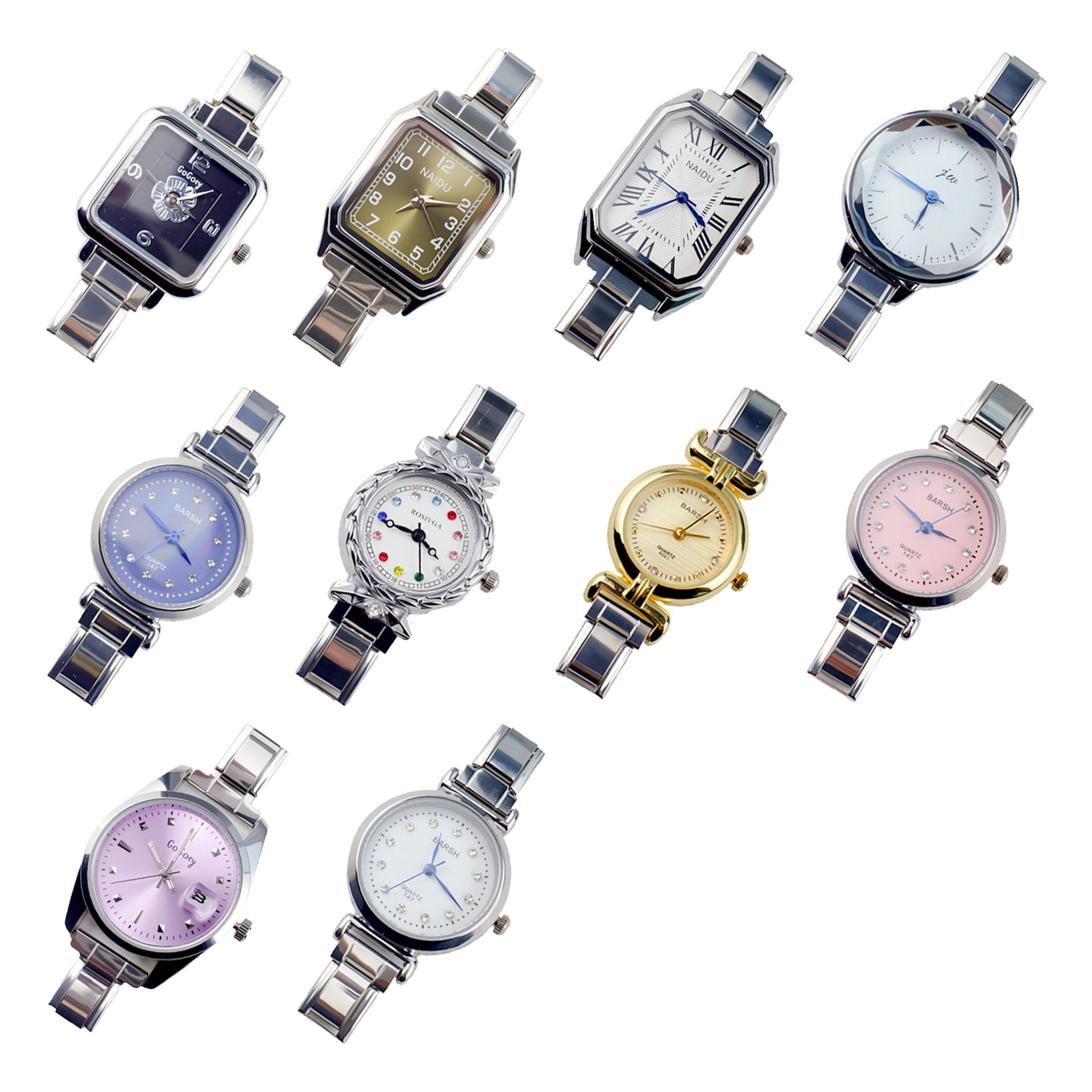 人気モジュールのチェーン時計女性石英時計卸売り欧米のブレスレットには、DIY腕時計がセットされています