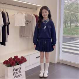 女童春秋装套裙2026年新款儿童学院风披肩上衣百褶裙连衣裙两件套