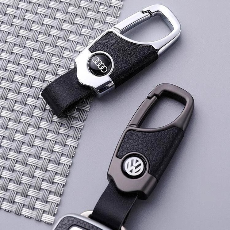 Cross-Border Car Anti-Slip Pendant Creative Men's High-End Keychain Audi Volkswagen Key Leather Chain Ring