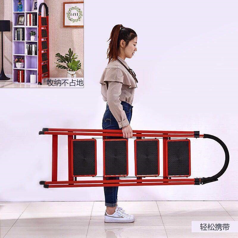 Escalera en espiga móvil multifuncional Escalera telescópica Escalera de cuatro pasos Escalera interior Escalera plegable doméstica Acero grueso