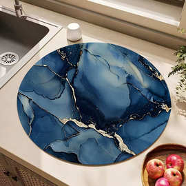 jit大理石纹硅藻泥新中式圆型餐垫门口速干地垫吸水防滑餐垫杯垫