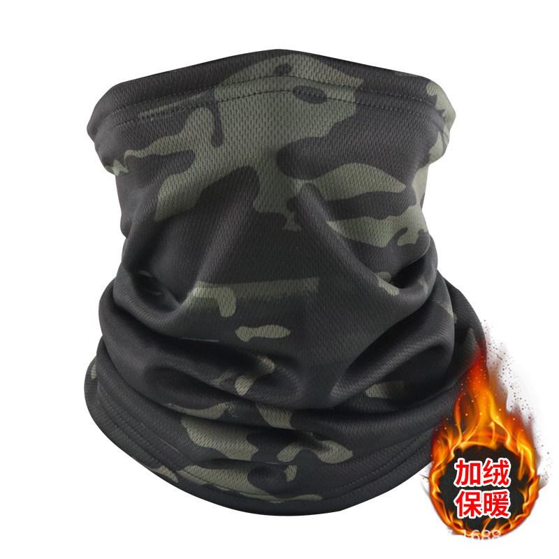 Máscara de invierno transfronteriza con buñuelo de vello grueso turbante de camuflaje para montar al aire libre con cubierta de cuello caliente para esquiar