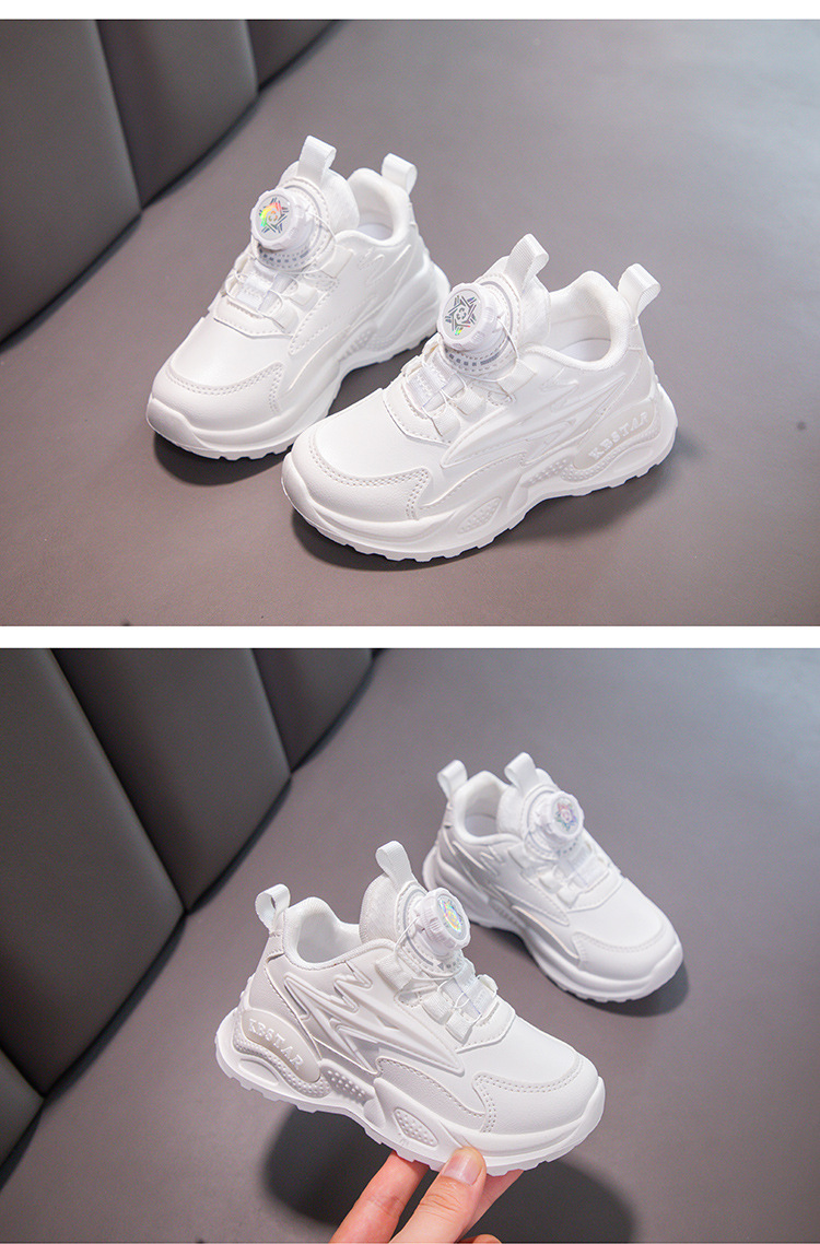 Baskets de course imperméables en cuir pour filles avec bouton_voghion.com