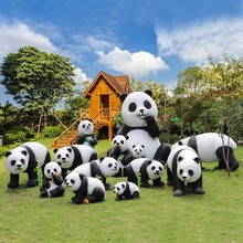 仿真熊猫玻璃纤维雕塑园林景观小品大型公园风景区草坪户外动物大