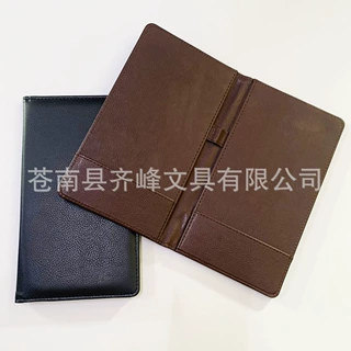 定制空白无logo荔枝纹皮革买单夹A5尺寸仿皮账单夹出口沙特