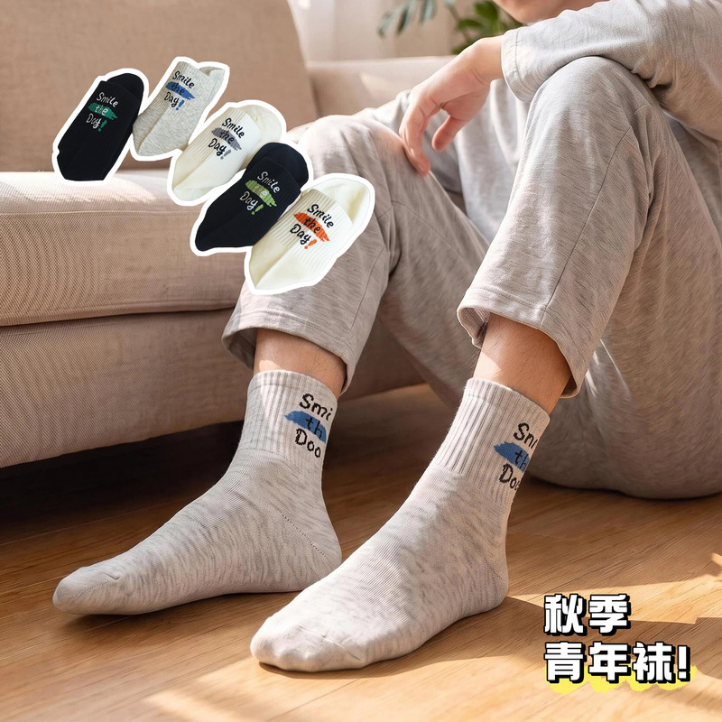 Wholesale Aidi Da youth socks, autumn letter trend ins combed cotton, for students, boys, and older children, mid-calf length Wholesale Aidi Da youth socks, autumn letter trend ins combed cotton, for students, boys, and older children, mid-calf length