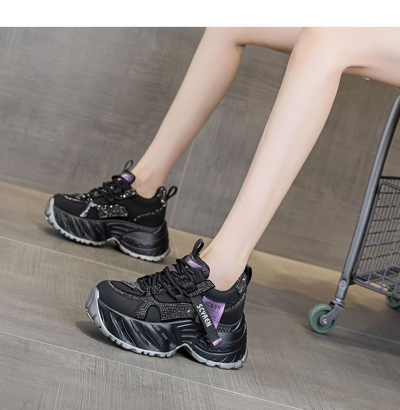 Giày sneaker nữ đế dày tăng chiều cao phong cách hot girl mùa thu 2026 — Kaki M2939, M2939 màu đen chi tiết 20