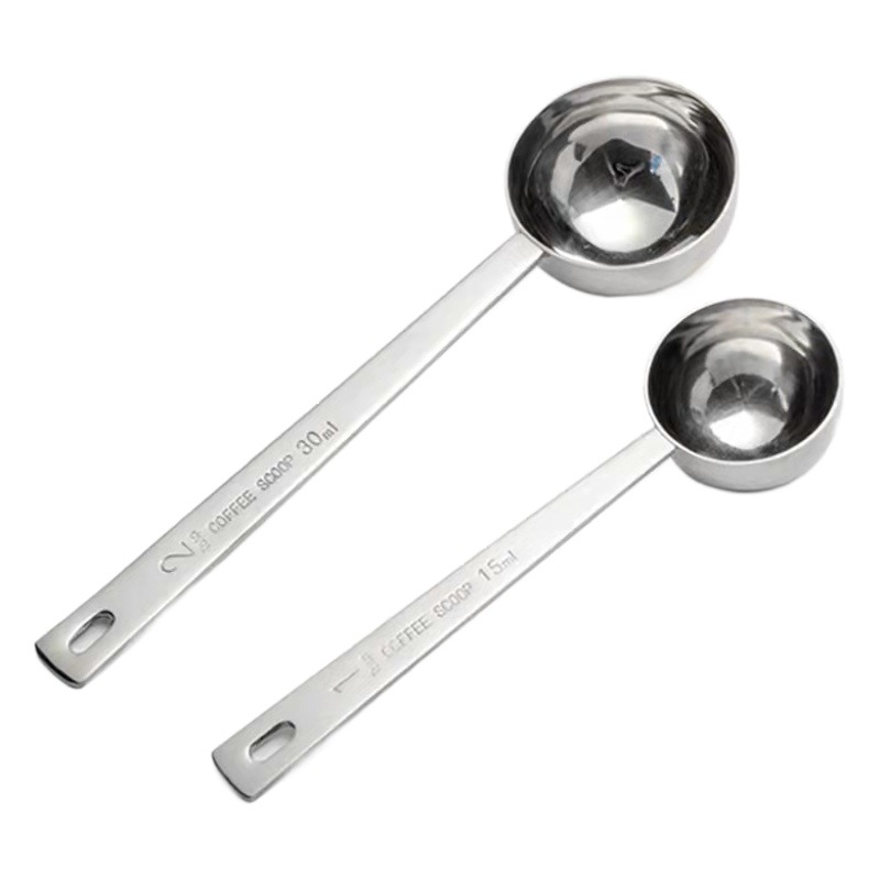 304 Stainless Steel Measuring Spoon Graduated Coffee Spoon 15ml 30ml Long Handle Seasoning Powder Baking Household Seasoning Spoon